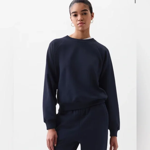 2pc set Gap VintageSoft Raglan Sweatshirt + High Rise Boyfriend Jogger Navy Blue - Picture 1 of 6